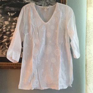 Easy Cotton Crisp White Tunic Coverup Made: India